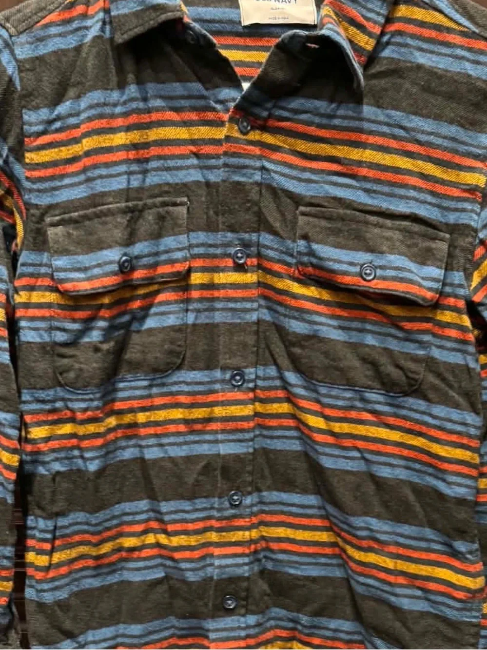 Old Navy Boys Gray Striped Button-Down Shirt boys XL no stains or wear